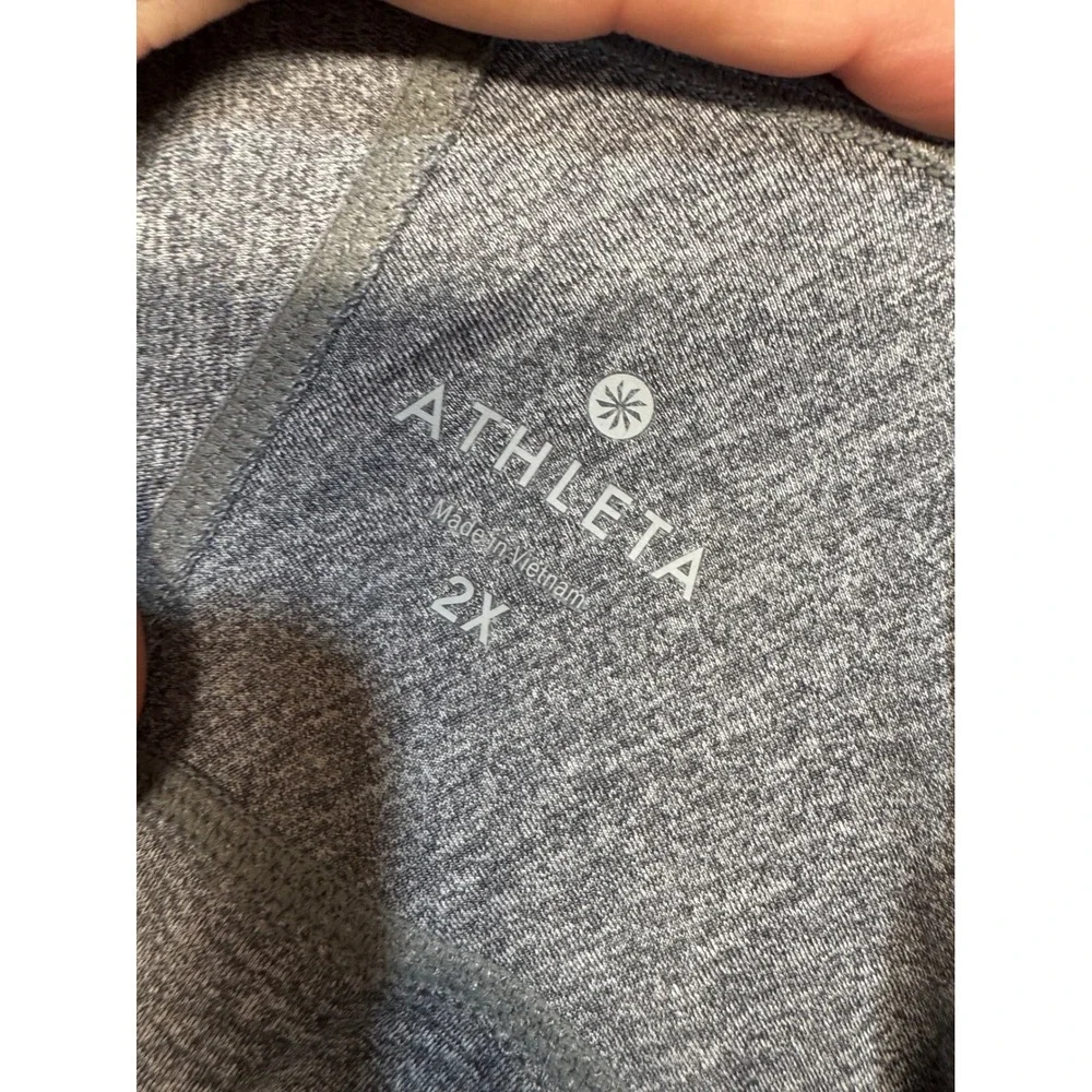 Athleta Womens 2X Gray Heathered Full Zip Lightweight Hooded Athletic Jacket